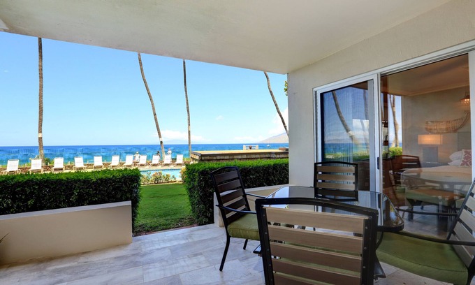 Kihei Condo | Your Perfect Poolside Haven: Royal Mauian 116 - Oceanfront Ground Floor Luxury!