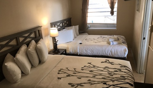 Room, 2 Double Beds and 1 Sofa bed, Kitchen, Courtyard view, 1st Floor