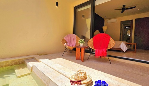 Studio with terrace, plunge pool, and garden