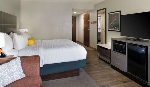 Room, 1 King Bed with Sofa bed, Refrigerator & Microwave