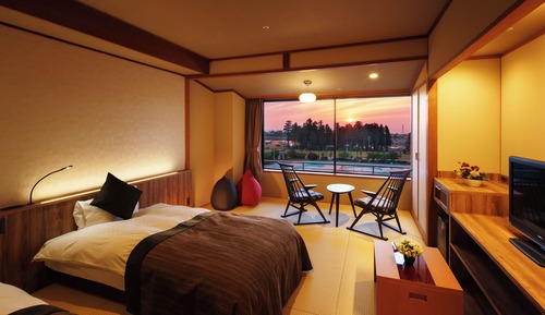 Modern Japanese-style room with bed sea side, Non smoking