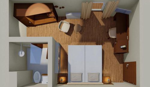 Comfort double room with electric fireplace