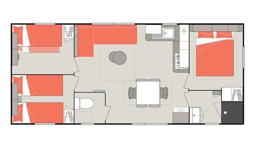 Three-Bedroom Mobile Home 8 people "Bien Etre Signature" without Air Conditionning