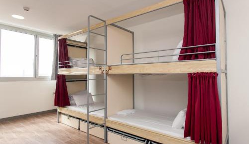 Bed in 4-Bed Dormitory Room with Shared Bathroom