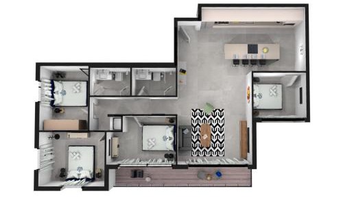 Four Bedrooms Apartment With Balcony
