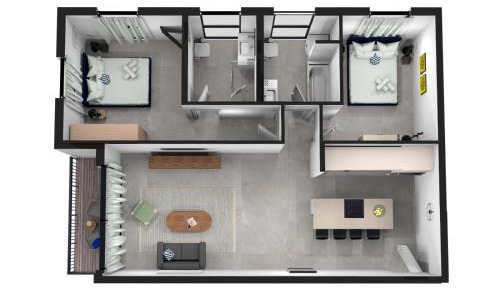 Two-Bedroom Apartment with Balcony