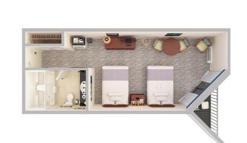Queen Room with Two Queen Beds and Angle Ocean View - Stair Access
