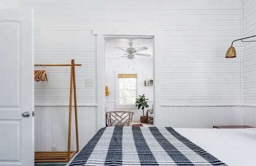 Folly Beach House | Bohemian Cabin with Water View Deck