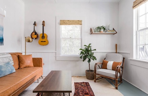 Folly Beach House | Bohemian Cabin with Water View Deck