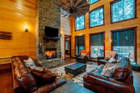 Hochatown Cabin | Stone Hollow Luxury 4 Bedroom Single Story cabin Walking Distance to Pine Hill Fishing Pond.