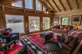Lake Lure House | Keepers Cabin: Private Beach & Guesthouse