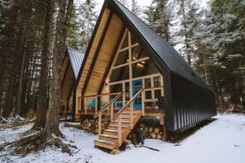 Lowell Point Cabin | Ocean view A-Frame Cabin (Salted Roots) Blue Door