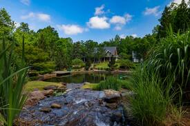 Flowery Branch House | Lakeside Mansion | Pool + HT, Waterfall & Koi Pond
