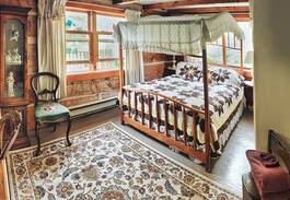 Mulmur Cabin | Pine River Log Home Canopy Bed Room