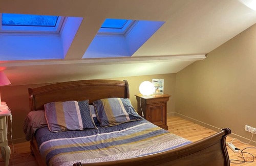 Marnes-la-Coquette Bed & Breakfast | Bedroom with private bathroom in a bungalow near Paris