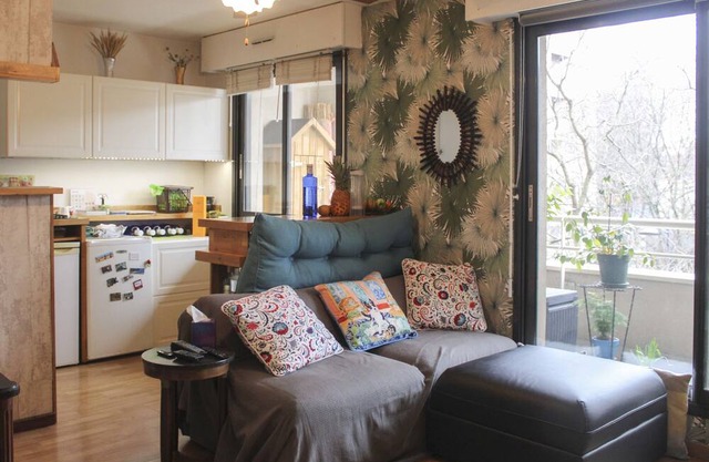Large studio with balcony
